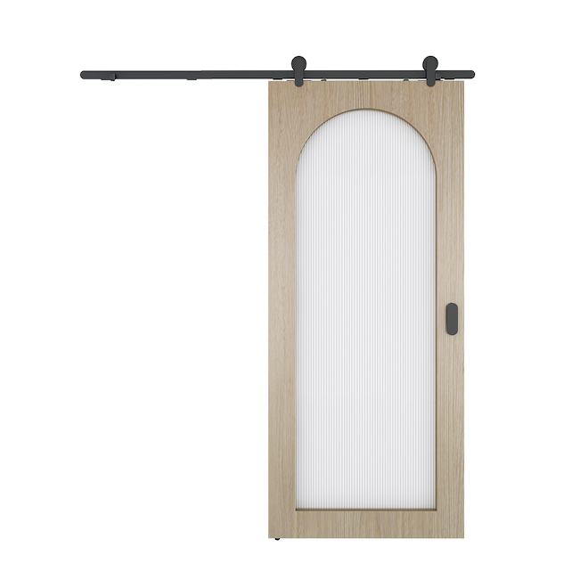 Ensemble porte de grange Arch Landon & Co. fini chêne blanc, 36 x 84 po