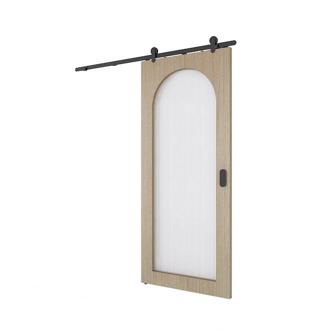 Ensemble porte de grange Arch Landon & Co. fini chêne blanc, 36 x 84 po