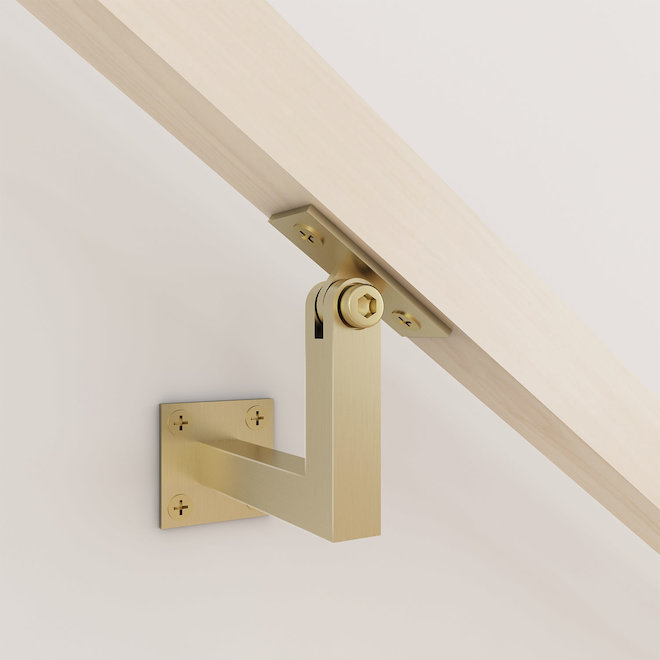 Landon & Co MenCraft Square Handrail Wall Bracket in Brushed Brass Steel