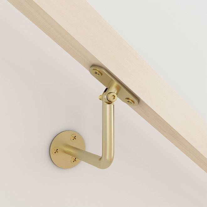 Landon & Co MenCraft Round Handrail Wall Bracket in Brushed Brass Steel