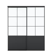 TNA Doors Sliding Doors with 6 Frosted Lites for Closets 72 x 80-in - Black