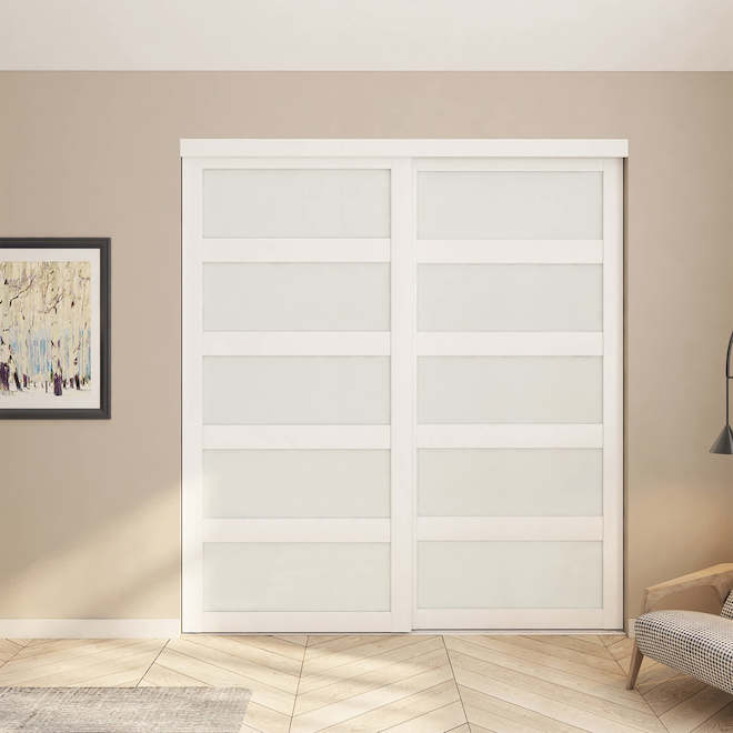 Landon & Co. Sliding Door with 5-Lite Panels for Closets 72 x 80-in - White