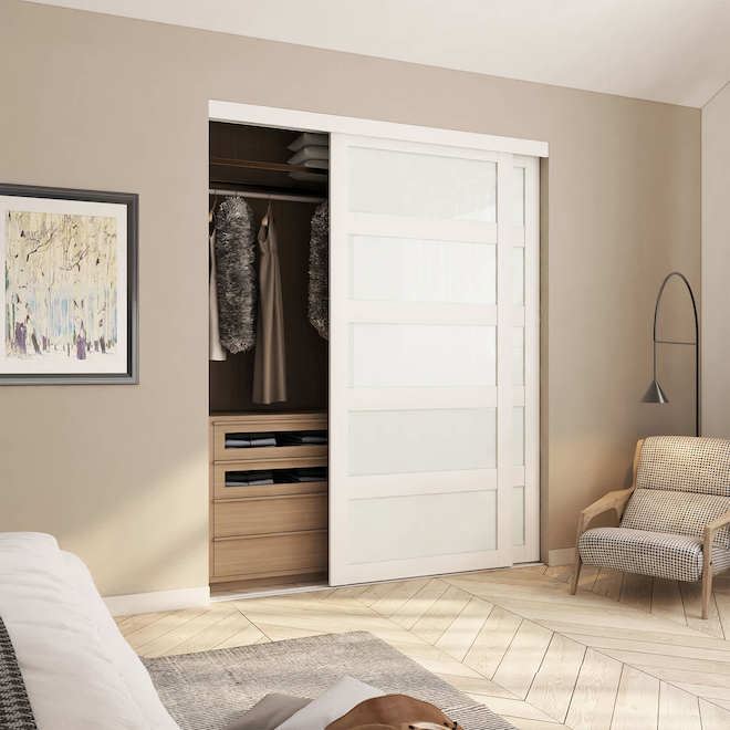 Landon & Co. Sliding Door with 5-Lite Panels for Closets 72 x 80-in - White