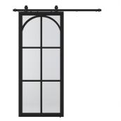Ensemble de porte de grange Versaille Landon & Co. en acier et verre, 36 po
