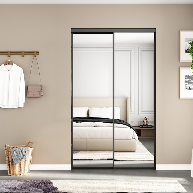 Landon & Co. Closet Mirror Door 48 X 80-in Sliding - Black Frame