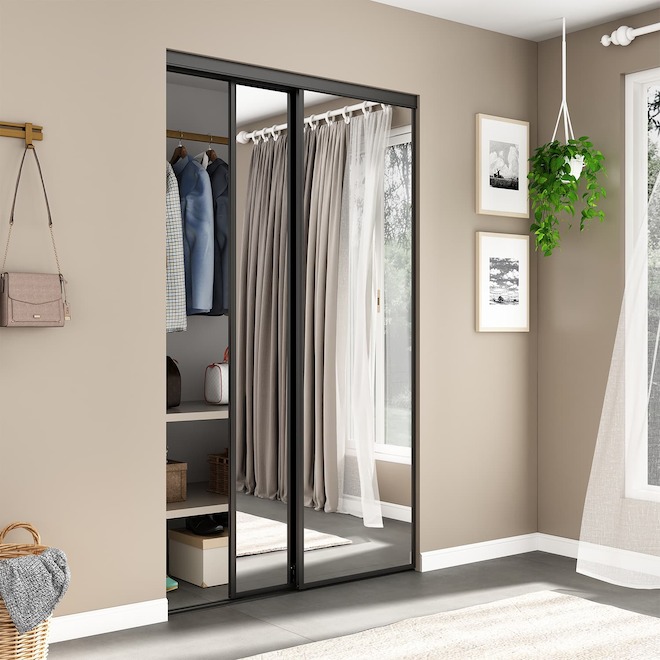 Landon & Co. Closet Mirror Door 48 X 80-in Sliding - Black Frame