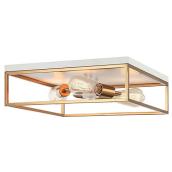 Light and Modern Brianna 120W 12-in Gold/White ST19 LED Ceiling Square Flush Mount Fixture