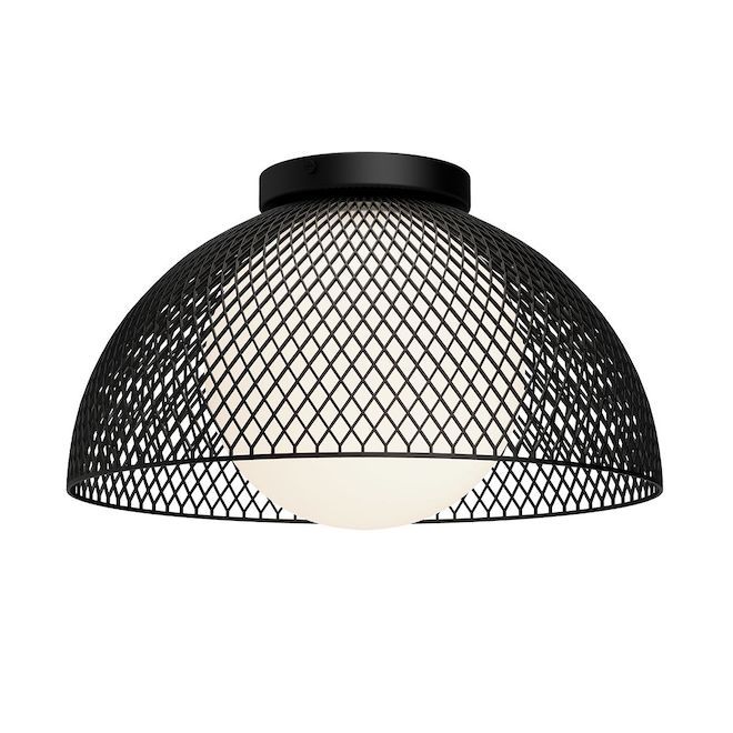 Plafonnier à abat-jour grillagé rond 30,48 cm Haven par Light and Modern en métal noir mat 60 W