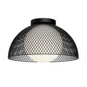 Light and Modern Haven 30.48 cm 60W Black Round Metal Cage Shade Flus Mount Fixture