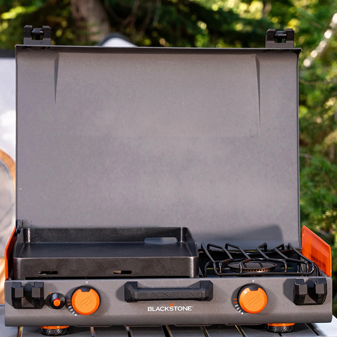 Blackstone 14400 BTU Camping Steel Cooking Griddle - Black/Orange