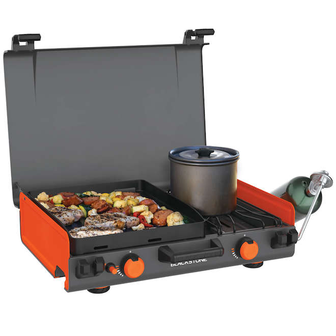 Blackstone 14400 BTU Camping Steel Cooking Griddle - Black/Orange
