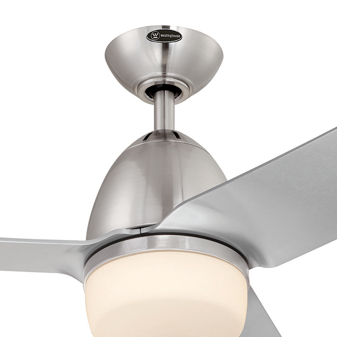 Westinghouse Ceiling Fan with LED Light Delancey - 3 Silver Blades - Frosted Opalescent Glass - 52-in W