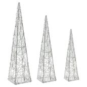 Set of 3 Trees - Metal/Plastic - Cool White