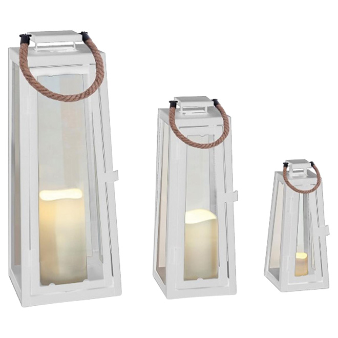 Paradise Flameless Candle Lantern Set White 3 Pieces Gl29330wh Flameless Candle Lantern Set White 3 Pieces
