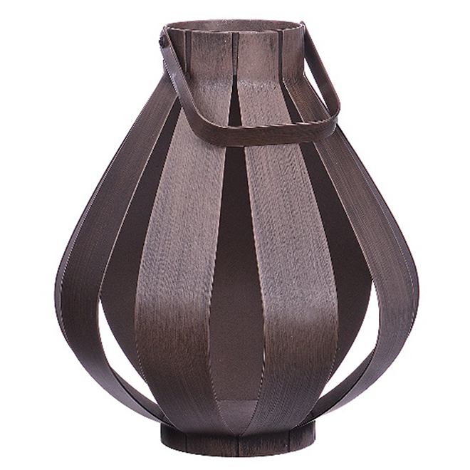 Metal Patio Lantern with Wood Finish - Brown