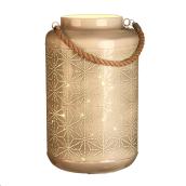 Lanterne lumineuse à DEL, beige, effet céramique ajouré