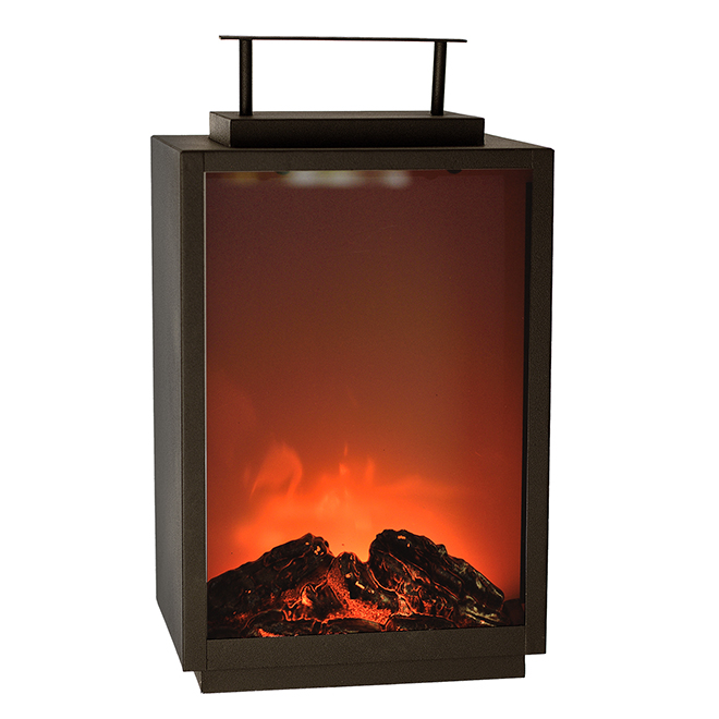 Battery Fireplace Lantern - 8'' x 6'' x 14'' - Black