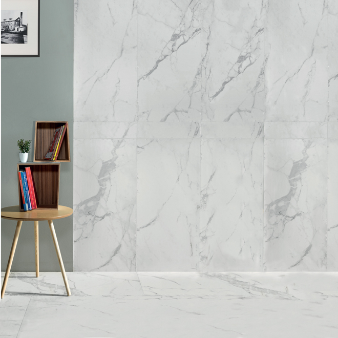 Mono Serra Porcelain Tiles Wall and Floor Calacatta Heavy Plus Traffic PEI Rating 18-in W x 36-in L 3 Pieces