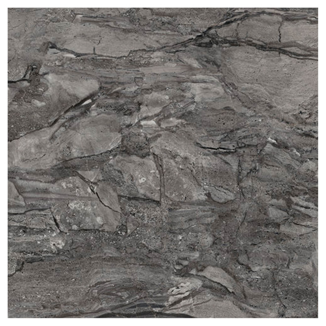 Mono Serra Porcelain Floor Tiles in Dark Grey with Glossy Finish and Frost Resistance - 24-in L x 24-in W x 10-mm D