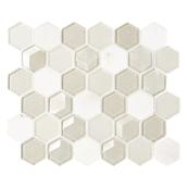Mono Serra Mosaic Wall Tiles in White with Glossy Finish - Glass - 12-in L x 10-in W 5/Box