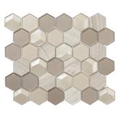 Mono Serra Olimpio Hexagonal Wall Tiles - Mosaic Glass - Indoor and Outdoor - 10-in W x 12-in L - 5 Pieces