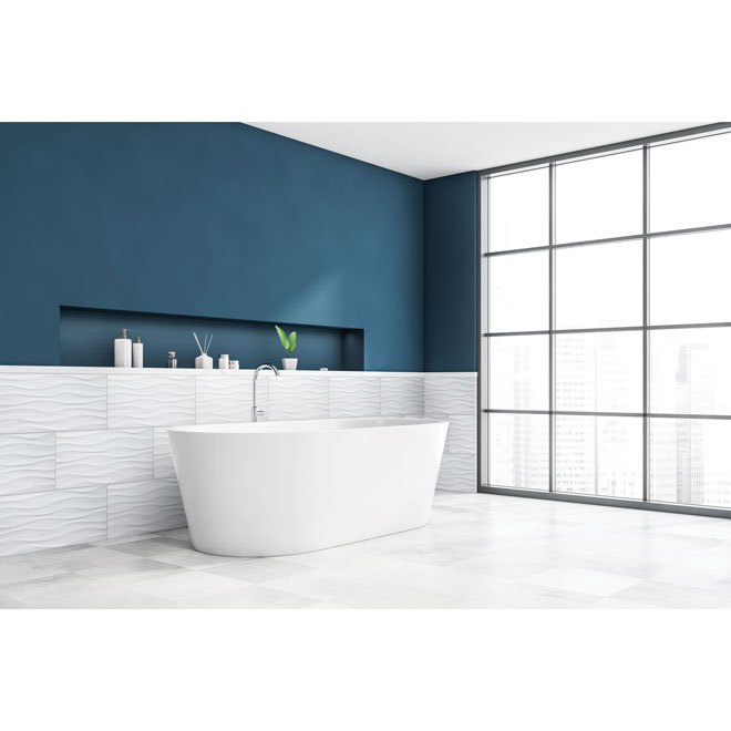 Mono Serra Modern Gloss Ceramic Tiles - 12-in x 24-in - Blue Wave