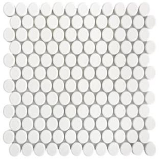 Mosaïque murale à pois Penny de Mono Serra, porcelaine, 12 po x 12 po, blanc