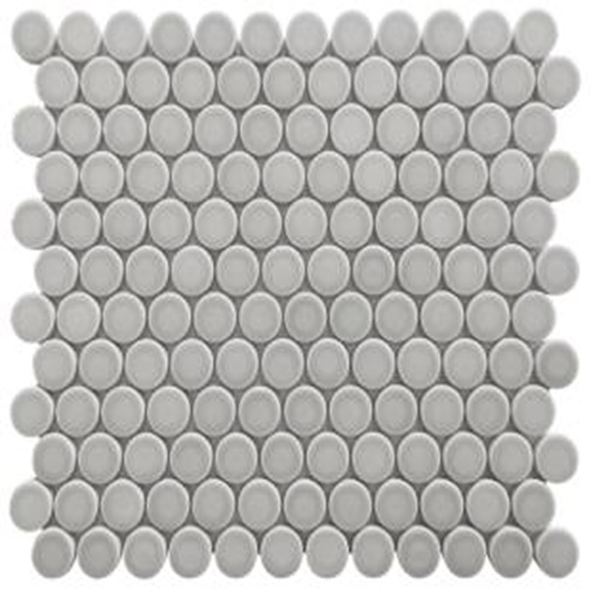 Mono Serra Penny Porcelain Mosaic Wall Tile - 12-in x 12-in - Light Grey (Actual: 11.02-in x 12.76-in)