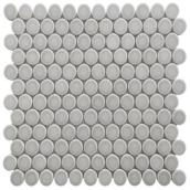 Mono Serra Penny Porcelain Mosaic Wall Tile - 12-in x 12-in - Light Grey (Actual: 11.02-in x 12.76-in)