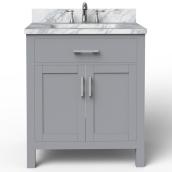 BanoDesign Caru 30-in Single Sink Grey Bathroom Vanity With Natural Marble Top