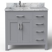 BanoDesign Caru 36-in Single Sink Grey Bathroom Vanity With Natural Marble Top