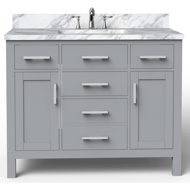 BanoDesign Caru 42-in Single Sink Grey Bathroom Vanity With Natural Marble Top