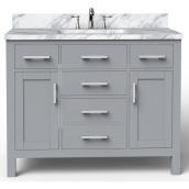 BanoDesign Caru 42-in Single Sink Grey Bathroom Vanity With Natural Marble Top