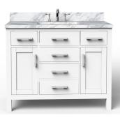 BanoDesign Caru 42-in Single Sink White Bathroom Vanity With Natural Marble Top