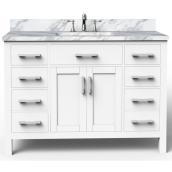 BanoDesign Caru 48-in Single Sink White Bathroom Vanity With Natural Marble Top