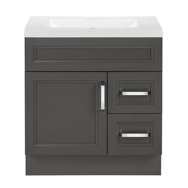 Meuble-lavabo Urban de Cutler Forest, 30 po, 1 porte et 2 tiroirs, gris sundown