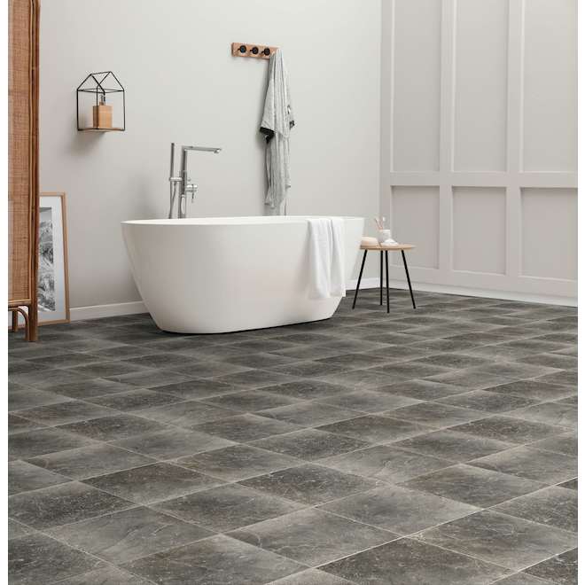 Beaulieu Canada Focus 12 x 92-ft L Waterproof Charcoal Grey Indoor Vinyl Roll