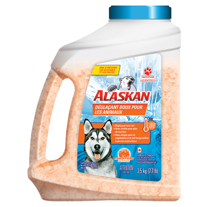 Déglaçant doux pour les animaux Alaskan jusqu'à -11°C en contenant de 3,5 kg