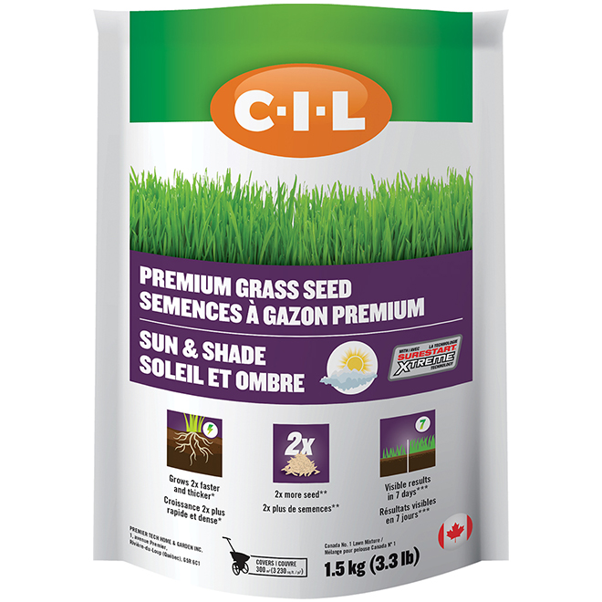C-I-L Premium Grass Seed - Sun and Shade - 1.5-kg