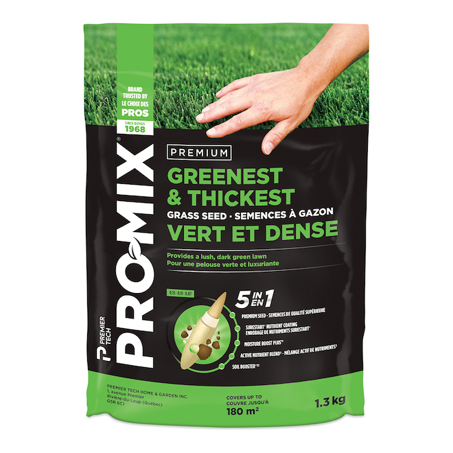 Pro-Mix Greenest & Thickest 5-in-1 Grass Seed - 1.3-kg