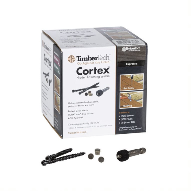 TimberTech Azek Cortex Hidden Fasteners and Plugs - Stainless Steel - Espresso - 526-Pieces/Pack - 100-LFT