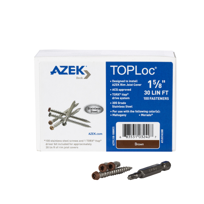 TimberTech Azek TopLoc 1 5/8-in Fascia Screws - Stainless Steel - Brown - 100-Pack - 30-LFT