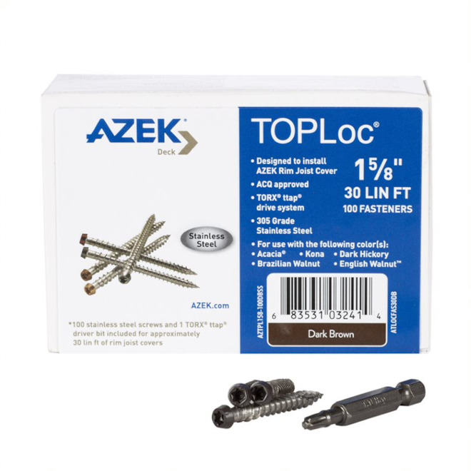 TimberTech Azek TopLoc 1 5/8-in Fascia Screws - Stainless Steel - Dark Brown - 100-Pack - 30-LFT