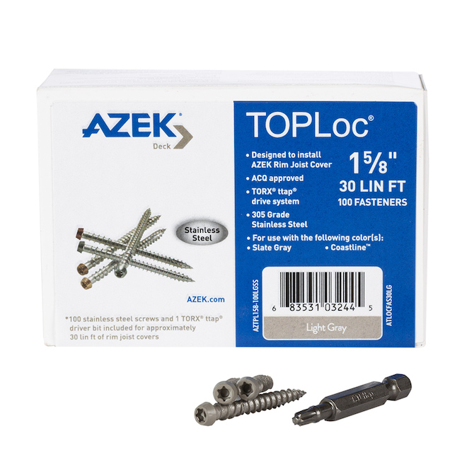 TimberTech Azek TopLoc 1 5/8-in Fascia Screws - Stainless Steel - Light Grey - 100-Pack - 30-LFT