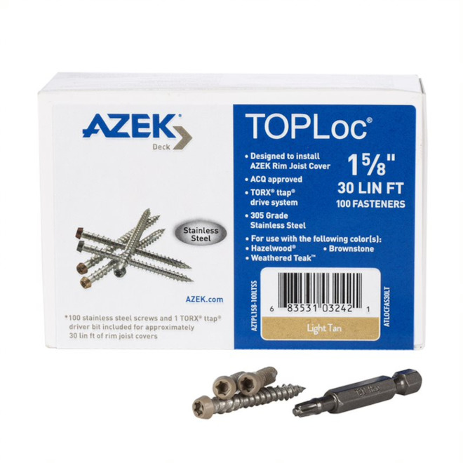 TimberTech Azek TopLoc 1 5/8-in Fascia Screws - Stainless Steel - Light Tan - 100-Pack - 30-LFT