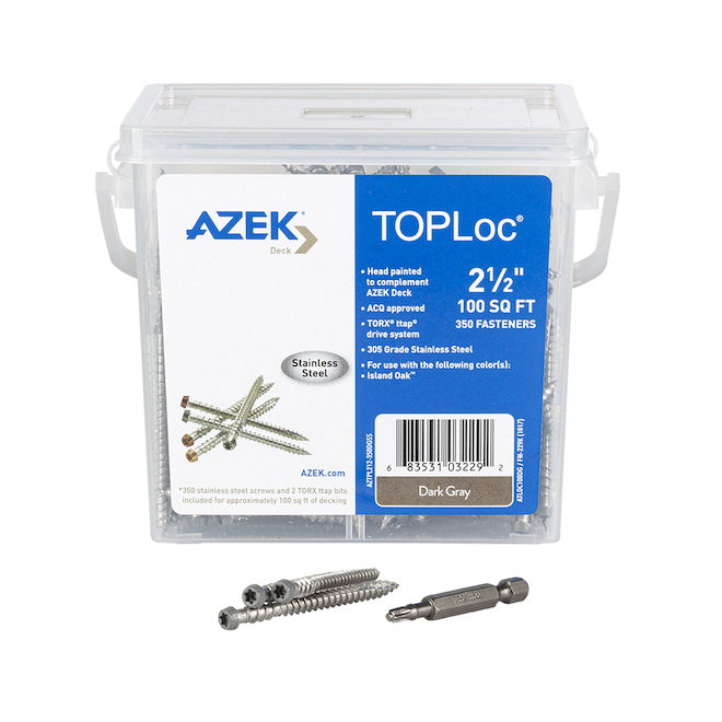 TimberTech Azek TopLoc 2 1/2-in Deck Screws - Stainless Steel - Dark Grey - 350-Pack - 100-sq. ft.