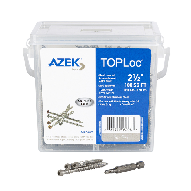 TimberTech Azek TopLoc 2 1/2-in Deck Screws - Stainless Steel - Light Grey - 350-Pack - 100-sq. ft.