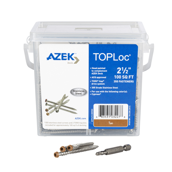 TimberTech Azek TopLoc 2 1/2-in Deck Screws - Stainless Steel - Tan - 350-Pack - 100-sq. ft.