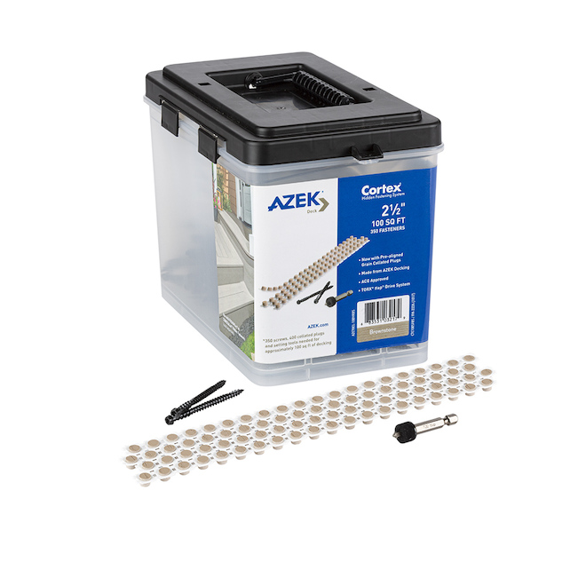 TimberTech Azek Cortex 2 1/2-in Deck Screws - Stainless Steel - Brownstone - 350 Screws/400 Plugs - 100-sq. ft.