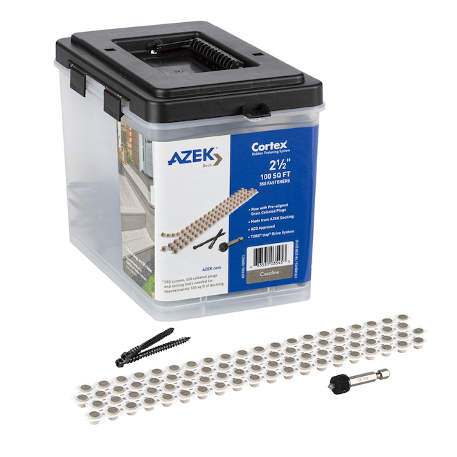 TimberTech Azek Cortex 2 1/2-in Deck Screws - Stainless Steel - Coastline - 350 Screws/400 Plugs - 100-sq. ft.